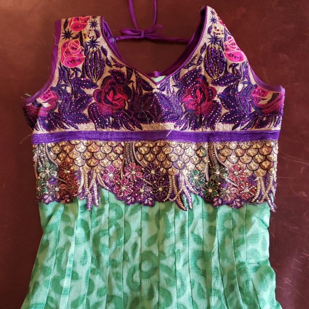 Custom made dress with rhinestones